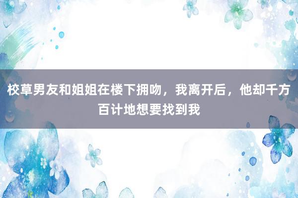 校草男友和姐姐在楼下拥吻，我离开后，他却千方百计地想要找到我